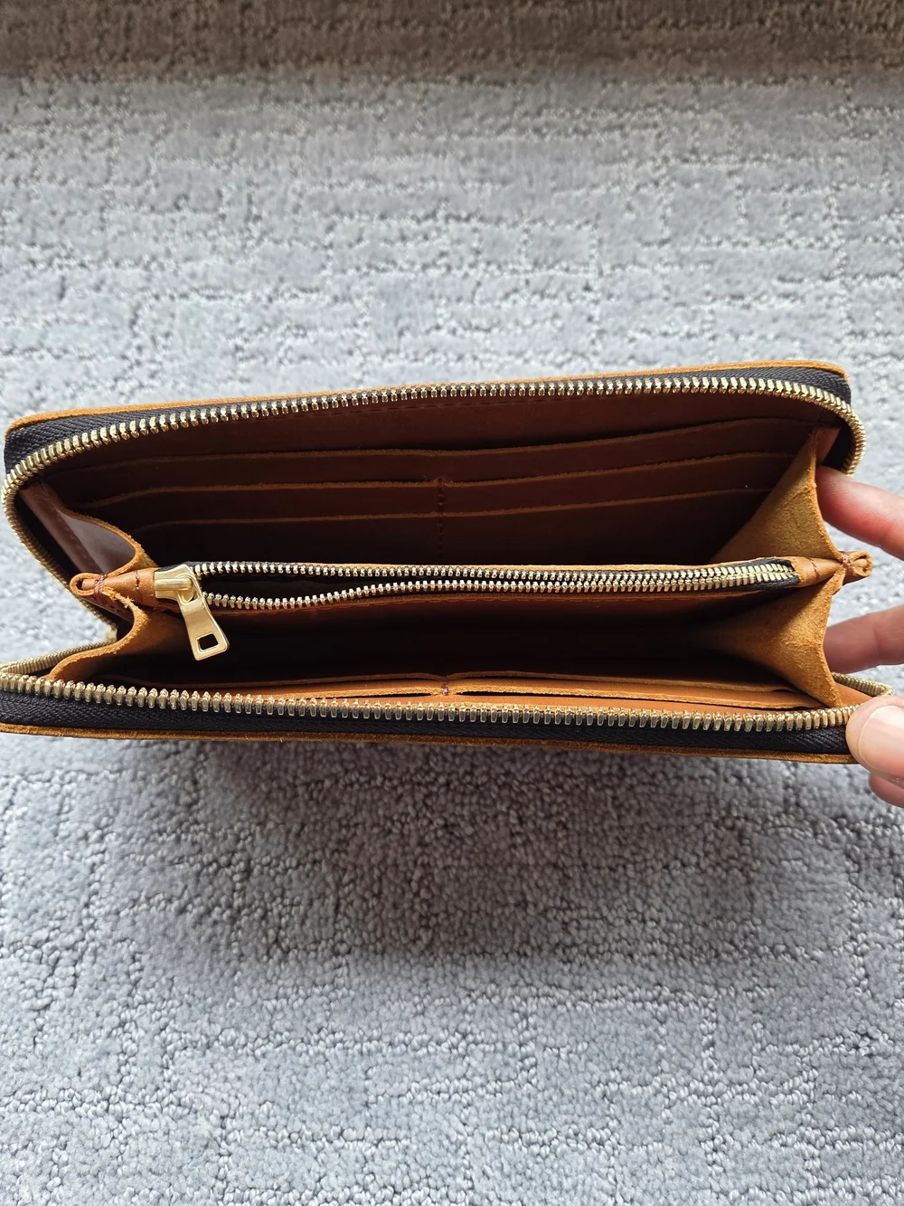 OG Portland Leather Honey Accordian Zip Wallet